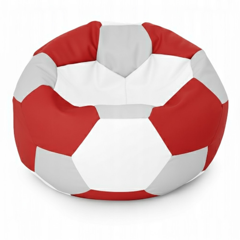 PUFA PIŁKA SZARO BIAŁA CZERWONA